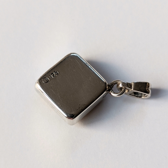 Sterling And Baltic Amber Checkerboard Pendant - Picture 6 of 6